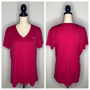 Nike dri-fit v-neck short sleeve pink tee